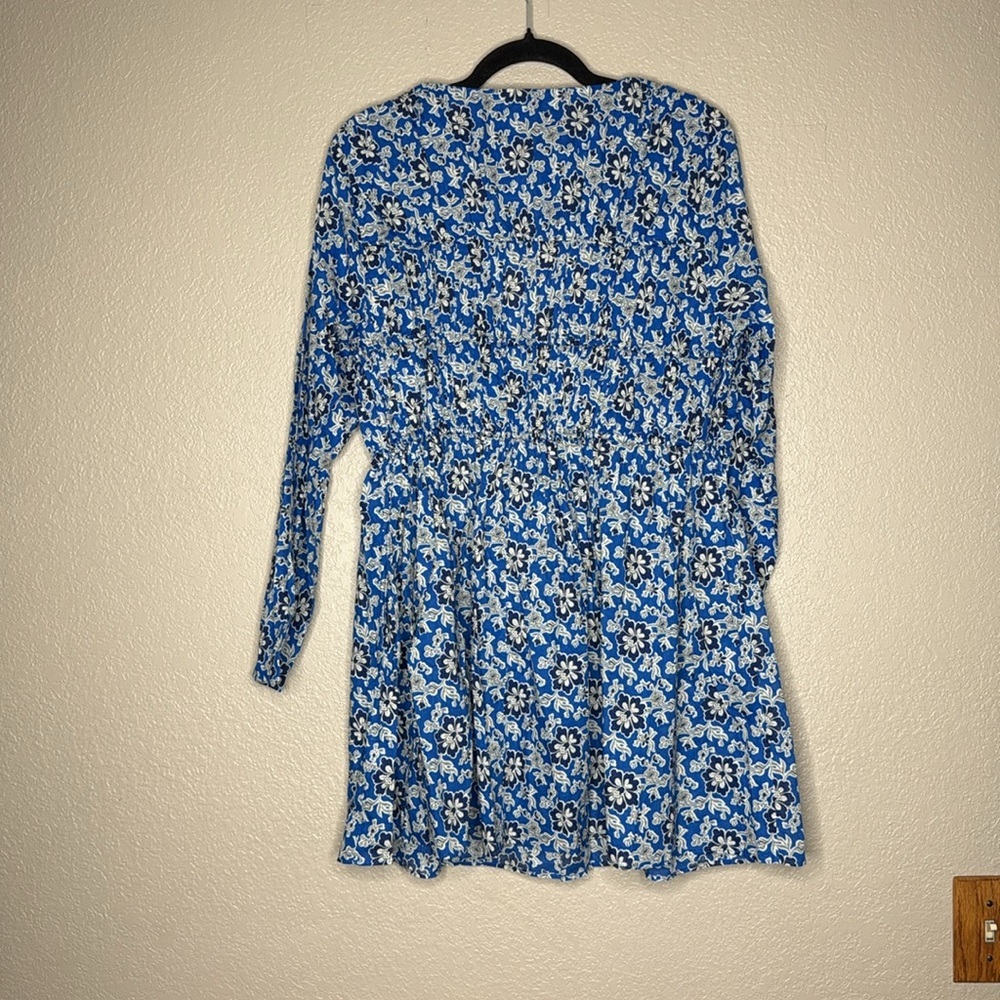 J. Crew Tiered Tie-Front Beach Dress in Cobalt Floral Cotton Voile - Picture 7 of 8